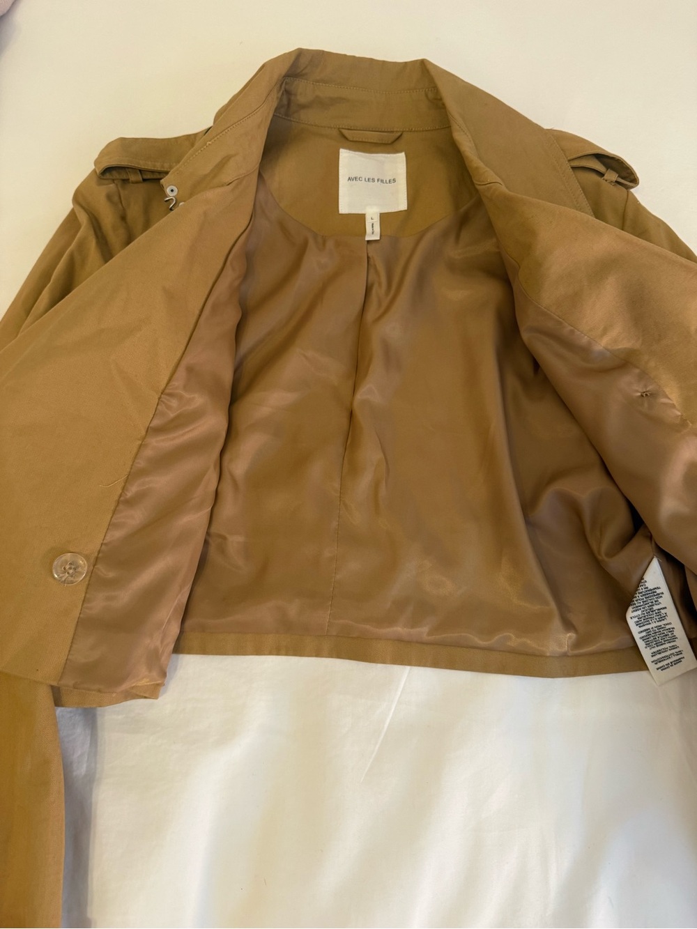 Avec Les Filles Cropped Tan Women's Trench Jacket - Picture 7 of 8